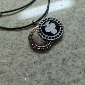Fun Golf Marker Black and Silver Pendant Necklace, Giggle Golf